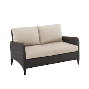 Kiawah Wicker Outdoor Loveseat with Sand Cushions