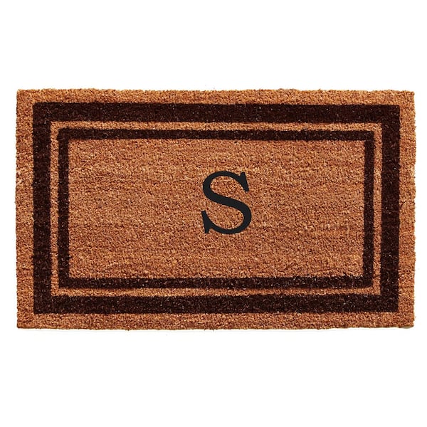 Calloway Mills Brown Border Monogram Door Mat 18 in. x 30 in. (Letter S)