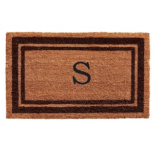 Brown Border Monogram Door Mat 24 in. x 36 in. (Letter S)