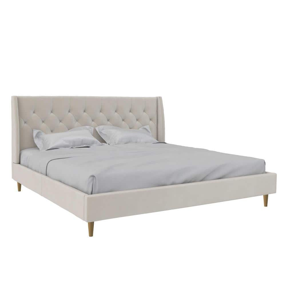 The Novogratz Her Majesty White Wood Frame King Size Platform