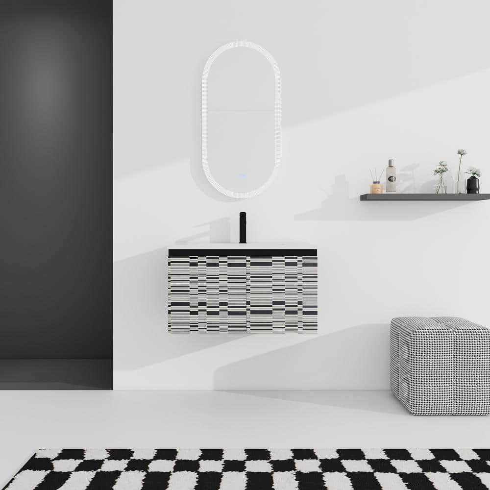 30 in. W x 18 in. D x 17 in. H Single Sink Floating Bath Vanity in Black wi