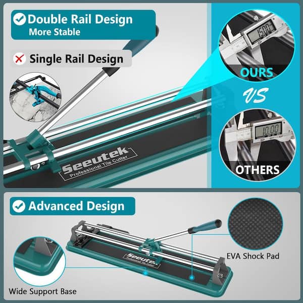 SEEUTEK 17 in. Manual Tile Cutter with Carbide Grit Blade and Non