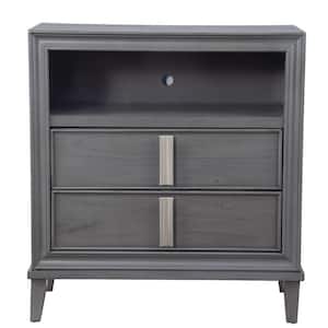 Amelia 35.5 in. Dark Grey TV Console with 2-Drawer Fits TV's up to 30 in. with Large Open Cubby Space