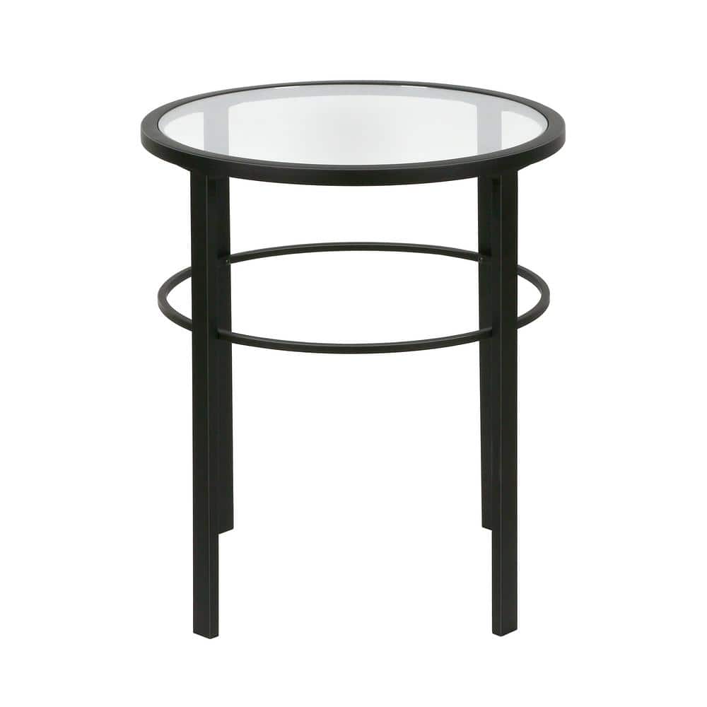 20" Blackened Bronze and Glass Round Side Table