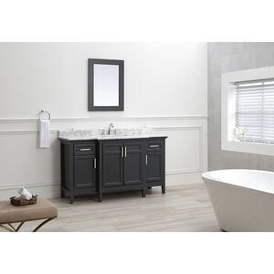 Sassy 60 in. W x 22 in. D Vanity in Dark Charcoal with Marble Vanity Top in White with White Sink