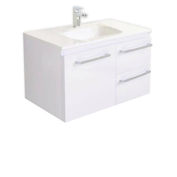 Architectural Designer Products Diana Collection Twin 750 29-1/2 in. Vanity in White with Poly-Marble Vanity Top in White-DISCONTINUED