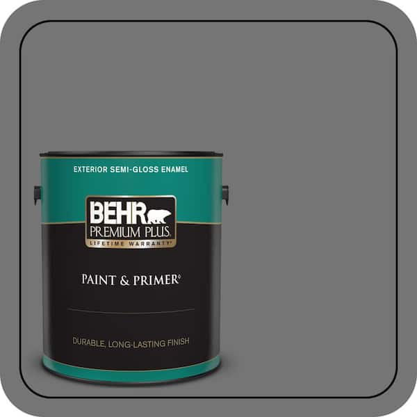 BEHR PREMIUM PLUS 1 gal. #N520-5 Iron Mountain Semi-Gloss Enamel Exterior Paint & Primer