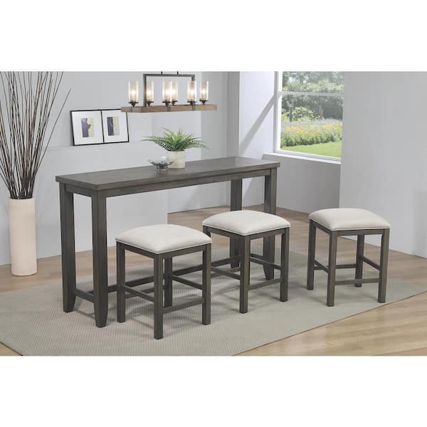 AndMakers Shades of Gray 24 in. Gray Contemporary Backless Wood Frame Bar  Stool with Upholstered Seat BH-EL-B300 - The Home Depot