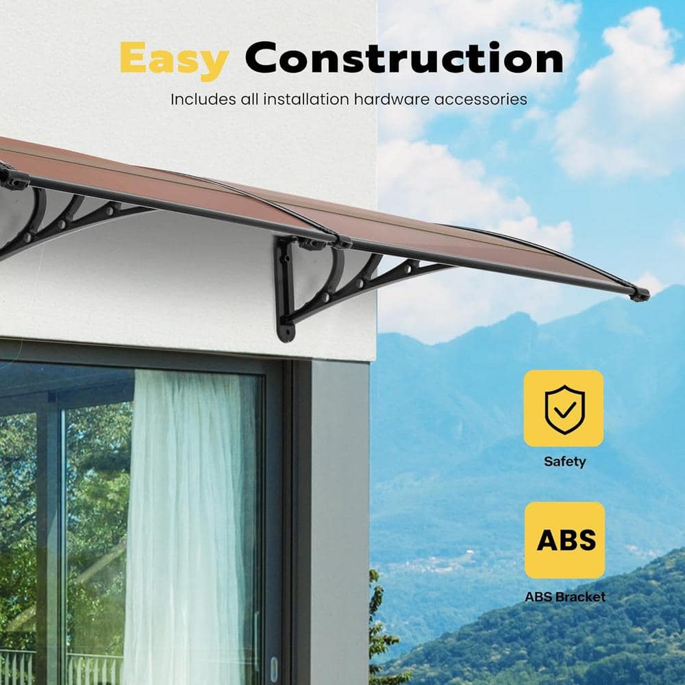 40'' Black Aluminum and Polycarbonate Door/Window Awning
