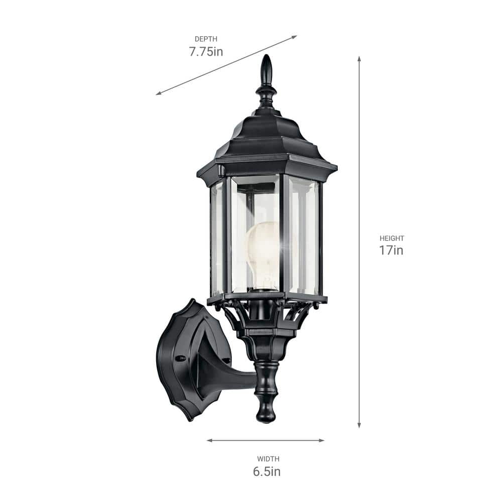 Black 17" Outdoor Wall Lantern with Clear Glass Shade