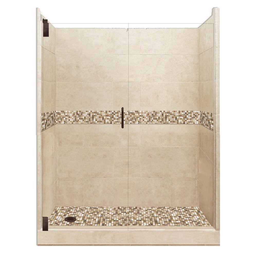 Roma Grand Hinged 42 in. x 60 in. x 80 in. Left Drain Alcove Shower Kit in Brown Sugar and Old Bronze Hardware price history on PriceWatchPro