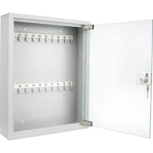 20-Position Steel Key Cabinet with Glass Door, Grey