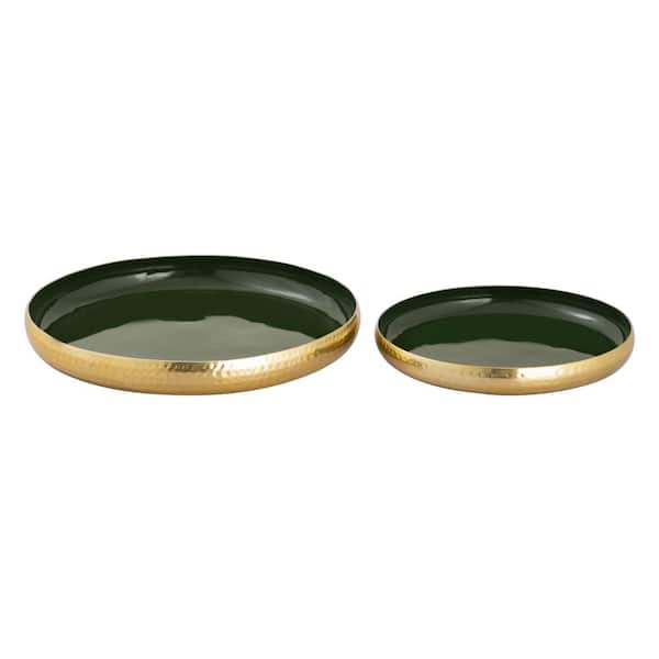 Titan Lighting Westpark 16.5 in. Dark Green Enamel Metal Decorative Tray - (Set of 2)
