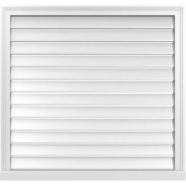 Ekena Millwork 38" x 36" Vertical Surface Mount PVC Gable Vent: Functional with Brickmould Sill Frame