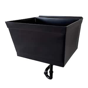 23.5 in. x 22.88 in. Black Thermoplastic Wall Mounted Utility Sink Kit with Sink Drain P-Trap and Water Supply Lines