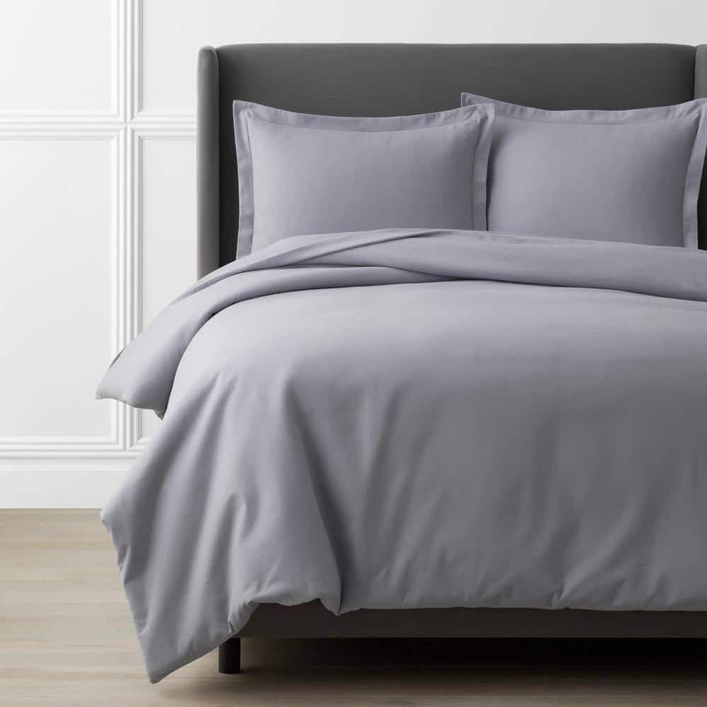 The Company Store Legacy Velvet Flannel Platinum Solid Full Duvet Cover ...