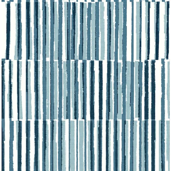 A-Street Prints Blue Sabah Teal Stripe Fabric Non-Pasted Matte Wallpaper