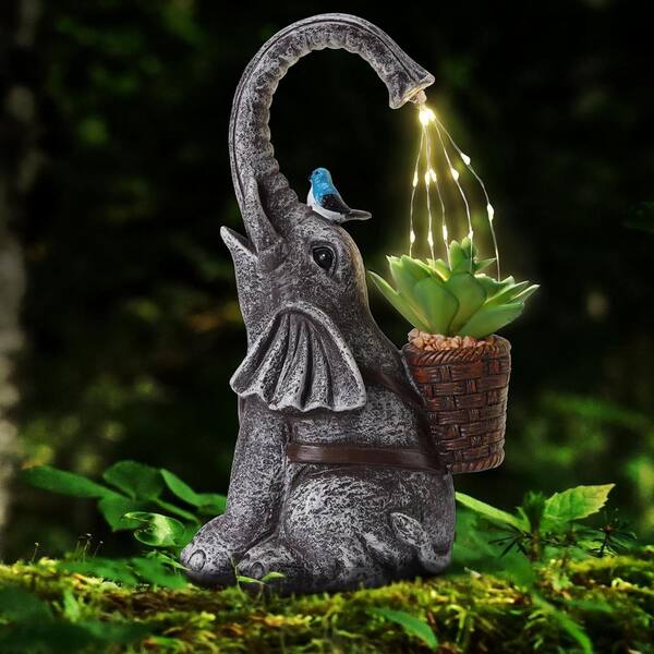 Solar Elephant Watering Effect LED Lights Garden Statue L0CX8D6LD7