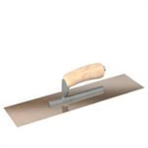 12 in. x 5 in. Golden Stainless Steel Square End Finishing Trowel with Wood Handle and Short Shank