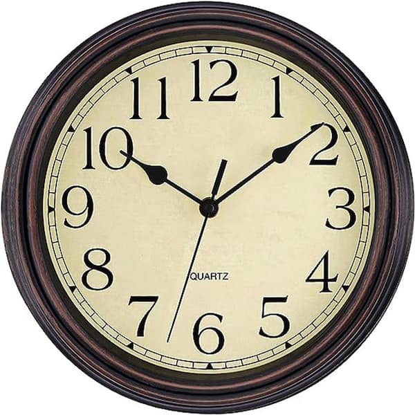 Unbranded 12 in. Bronze Round Classic Plastic Operated Wall Clock