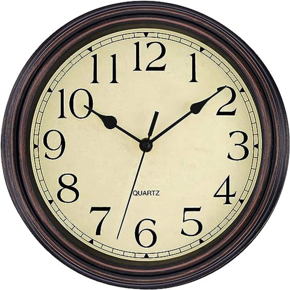 12 in. Bronze Round Classic Plastic Operated Clock YY18PIS8QQ - The ...