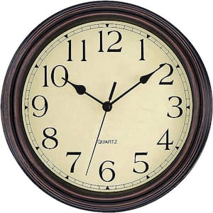 12 in. Bronze Round Classic Plastic Operated Clock