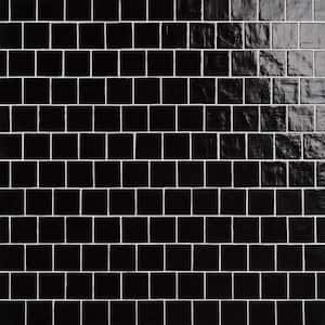 Amagansett Jet Black 4 in. x 4 in. Mixed Finish Ceramic Wall Tile (5.38 sq. ft. / case)