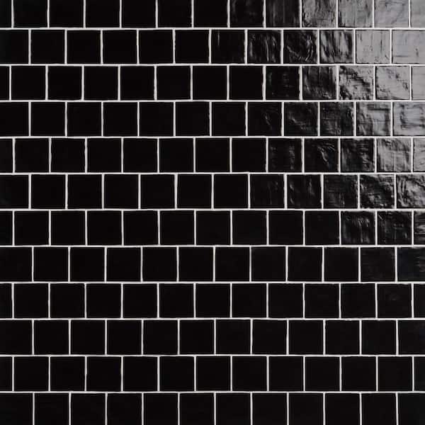 Ivy Hill Tile Amagansett Jet Black 4 in. x 4 in. Mixed Finish Ceramic Wall Tile (5.38 sq. ft. / case)