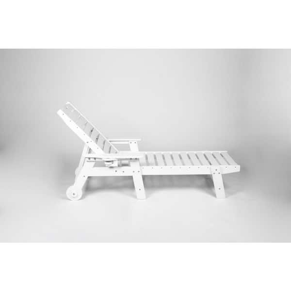 White Lounge Chair Set of 3, 1 Table and 2 Lounge Chairs with 5 Positions, Wheels