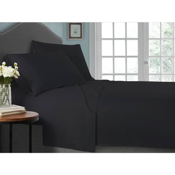 Unbranded 4-Piece Black Solid 400TC Cotton Queen Sheet Set