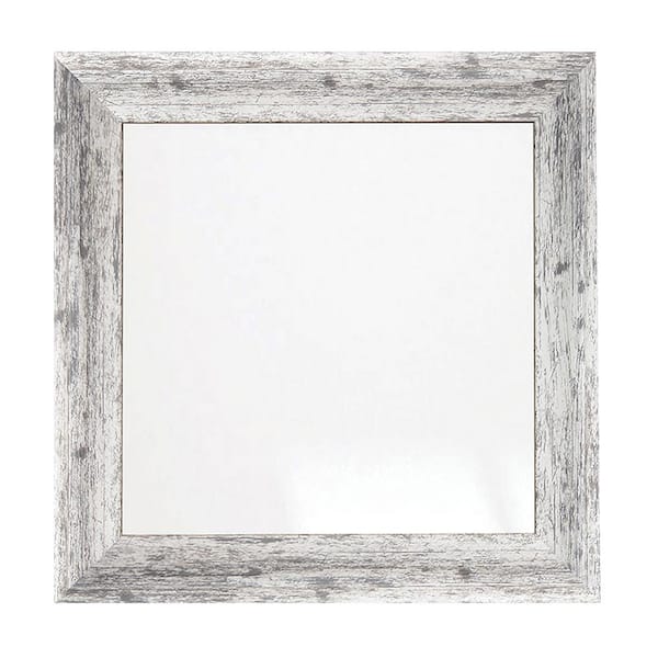 BrandtWorks 26.5 in. W x in. H Weathered Timber Inspired Rustic White and Gray Sloped Framed Wall Mirror