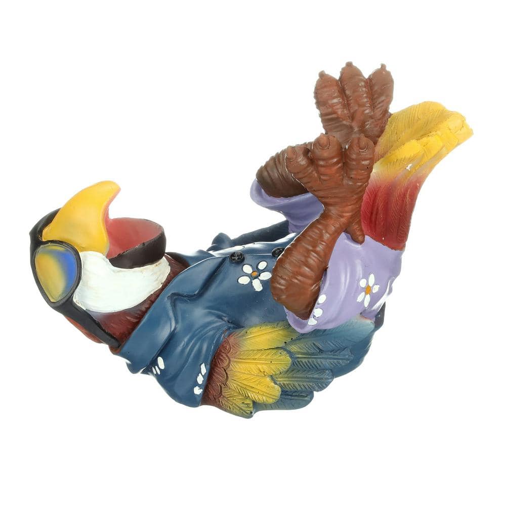 Colorful Tropical Tiki Parrot Resin Bottle Holder Statue