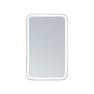 20 in. W x 32 in. H Rectangular Framed Lighted Wall-Mounted Bathroom Vanity Mirror in Stainless Steel