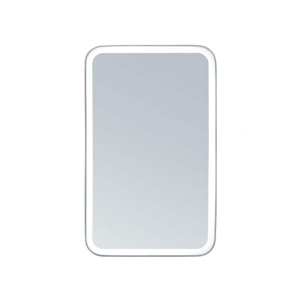 innoci-usa 20 in. W x 32 in. H Rectangular Framed Lighted Wall-Mounted Bathroom Vanity Mirror in Stainless Steel