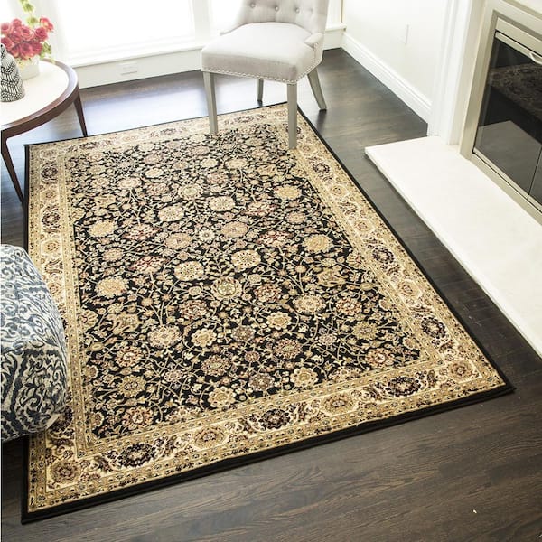 Tabriz Black 2 ft. x 7 ft. Indoor Area Rug