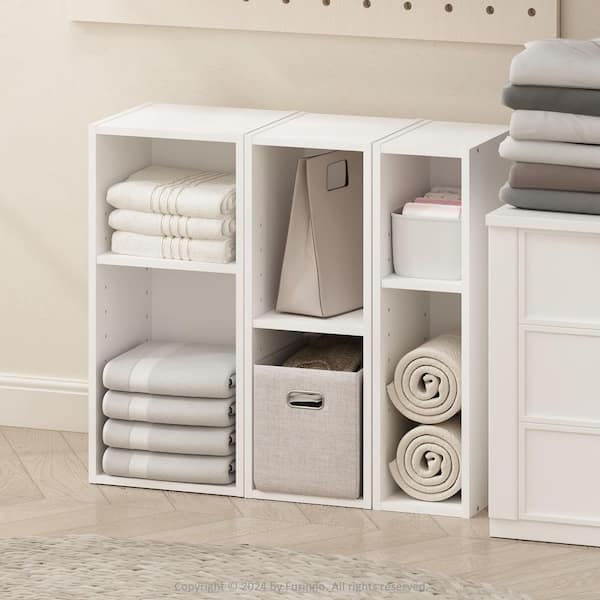 Furinno Reed 21.18 in. Tall White Wood 2-shelf Bookcase