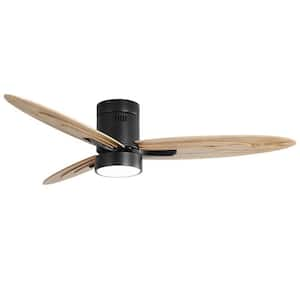 56 in. Indoor Integrated LED Black Ceiling Fan with Light Kit and Remote Control