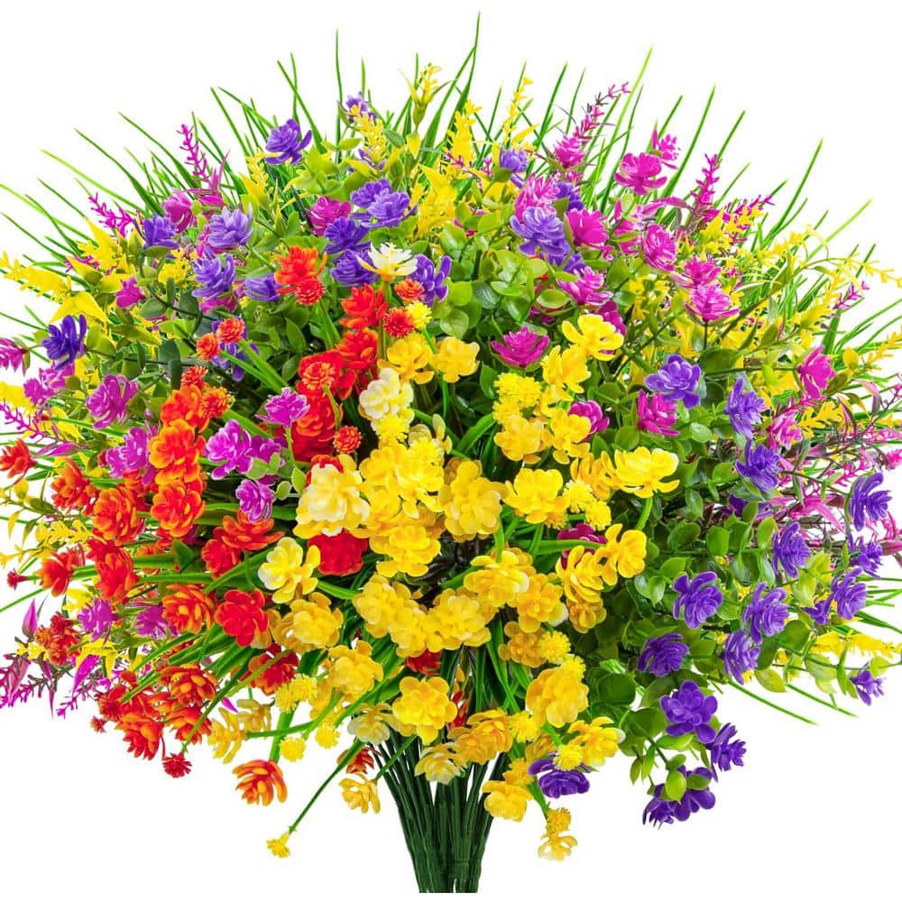 13.8 in. Multi Color Indoor/Outdoor 16-Bundles Artificial Flower Wheat Gras