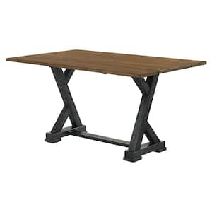 Beardsley 59 in. Rectangle Antique Oak and Antique Black Wood Dining Table