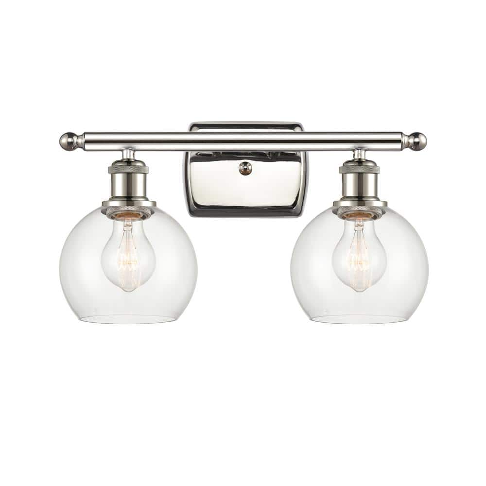 Athens 16 in. 2 Light Polished Nickel, Clear Vanity Light with Clear Glass Shade price history on PriceWatchPro