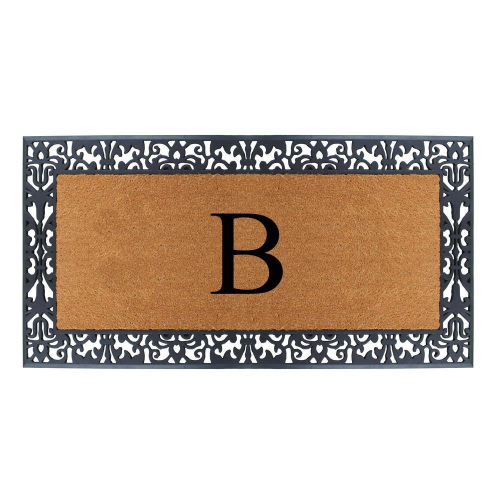 Floral Border Paisley Black 30 in. H x 60 in. H Rubber and Coir Monogrammed B Door Mat price history on PriceWatchPro