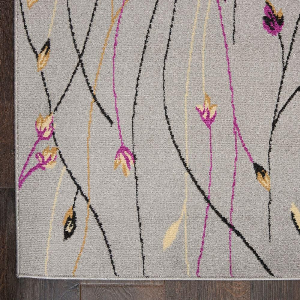 Handmade Medium Grey Floral Synthetic 5' x 7' Area Rug