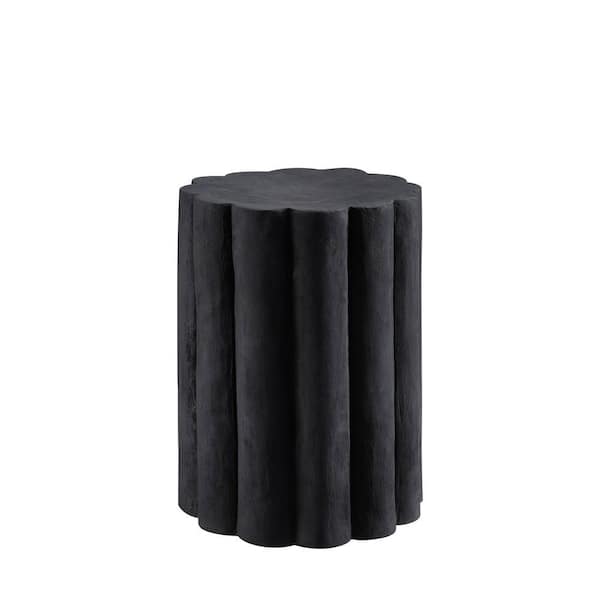 HEMSLY INC Pillar Column 13 in. x 18 in. Black Round Stone Outdoor Accent Table