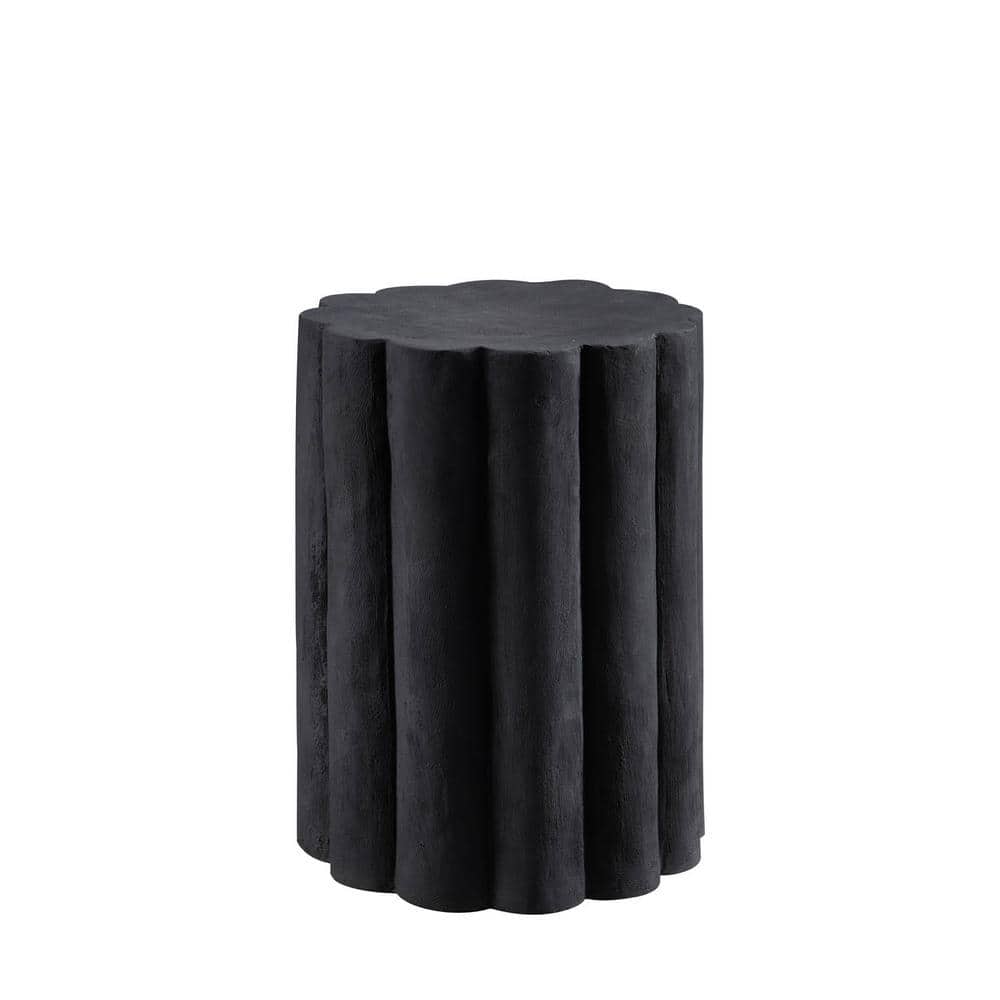 Pillar Column 13 in. x 18 in. Black Round Stone Outdoor Accent Table