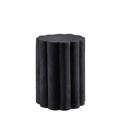 Pillar Column 13 in. x 18 in. Black Round Stone Outdoor Accent Table