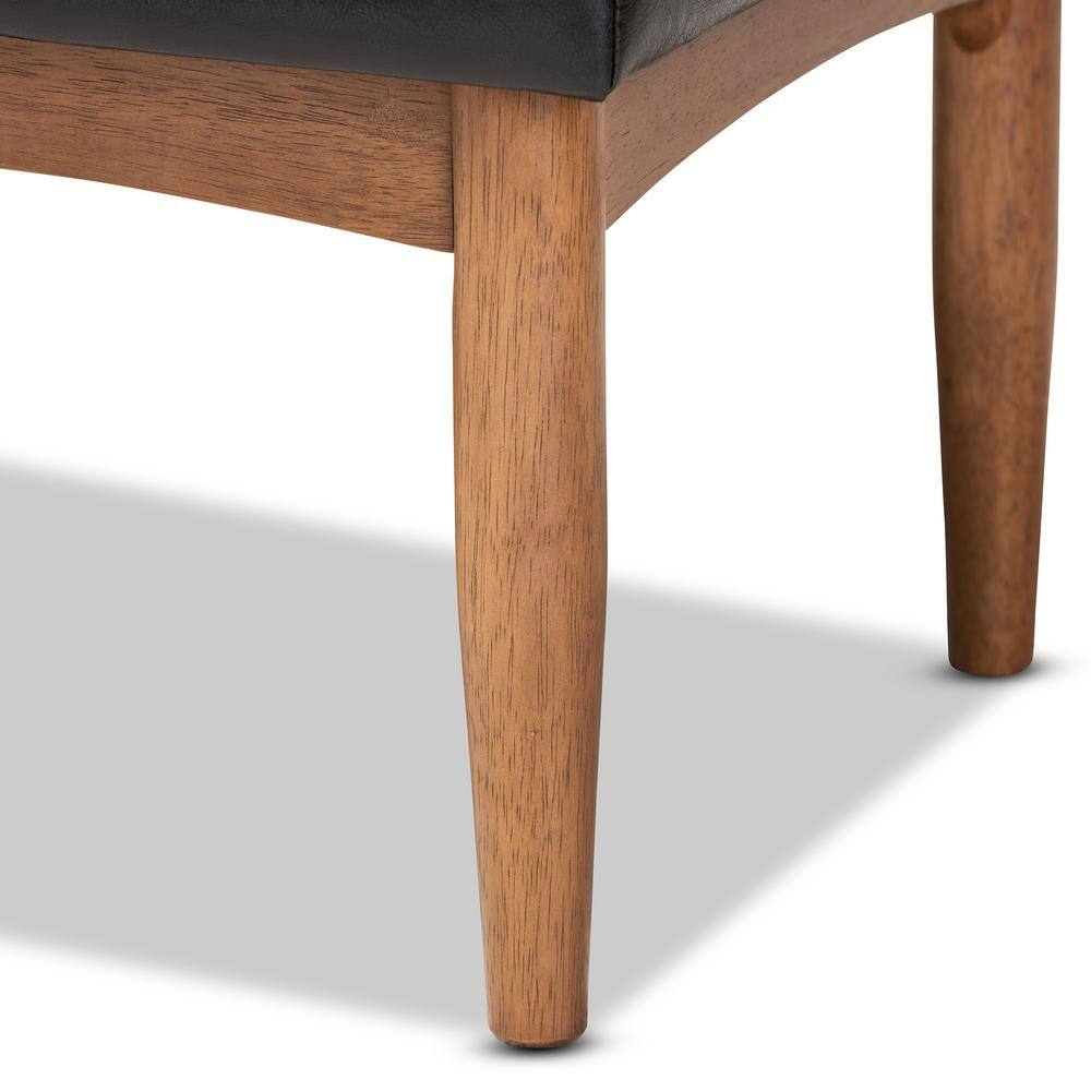 Arvid Mid-Century Modern Dark Brown Faux Leather Upholstered Dining Bench