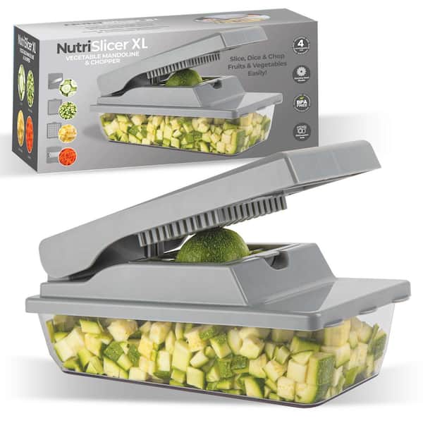 Nutri Slicer XL 4-in-1 Portable Easy Storage Handheld Kitchen Slicer with Storage Container in Grey