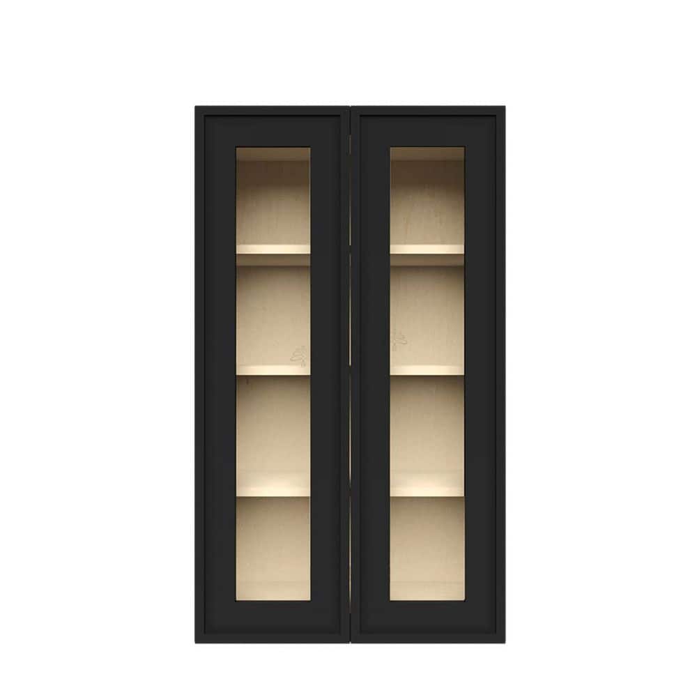Slim Shaker Assembled 30 in. W x 42 in. H x 12 in. D Wall Kitchen Cabinet in Black price history on PriceWatchPro