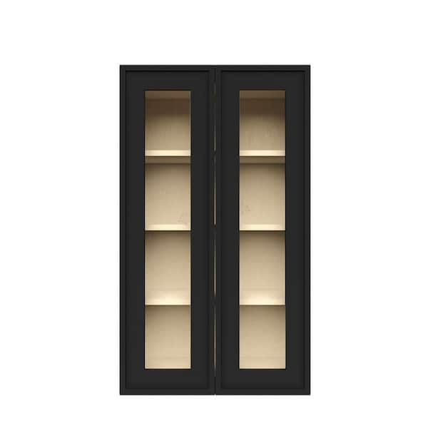 Slim Shaker Assembled 30 in. W x 42 in. H x 12 in. D Wall Kitchen Cabinet in Black