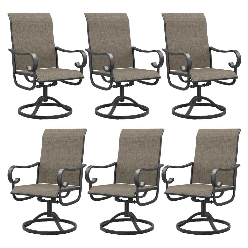 Brown Swivel Textilene Metal Outdoor Dining Chairs Set of 6, 360° Swivel  Patio Dining Chairs for Patio, Garden or Deck price history on PriceWatchPro